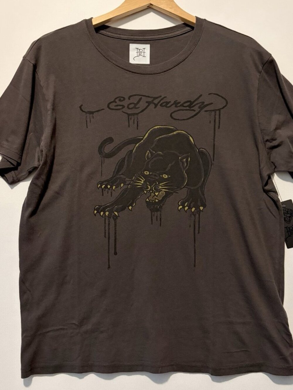 NWT Ed Hardy Panther Graphic Tee Men's Short Sleeve Crew Neck L EHBA01100-22